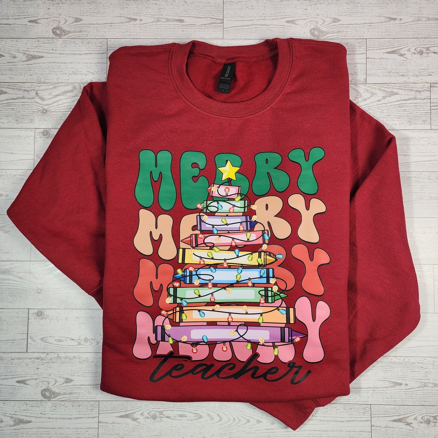 Merry Teacher Book Tree Sweatshirt