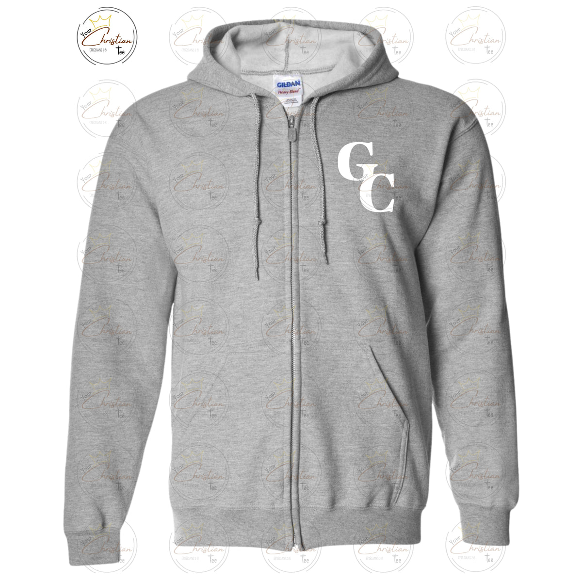 GC Full-Zip Hooded Sweatshirt with printed logo