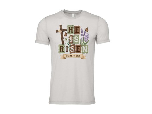 He is Risen - Cross and Flowers