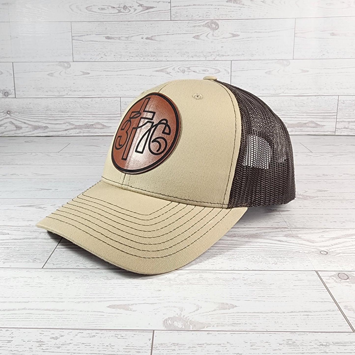 John 3:16 Leather Patch Trucker Hat