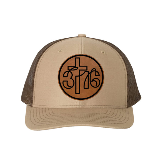 John 3:16 Leather Patch Trucker Hat