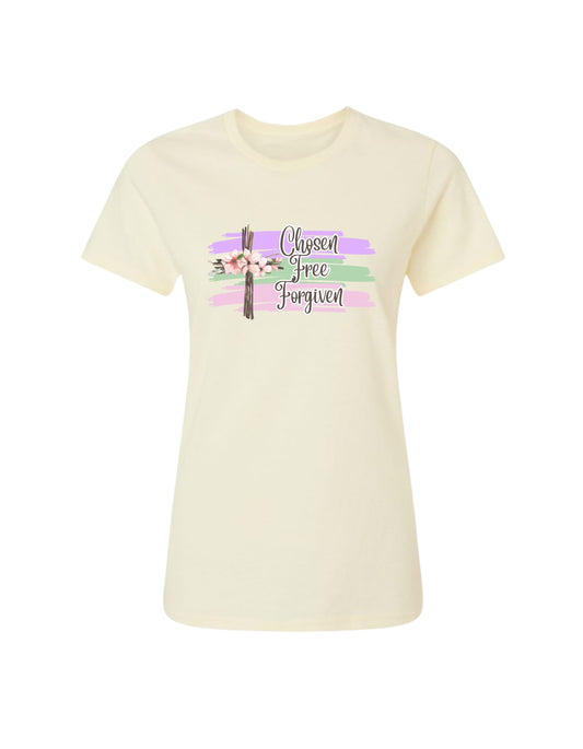 “Chosen, Free, & Forgiven” Women’s Christian Tee