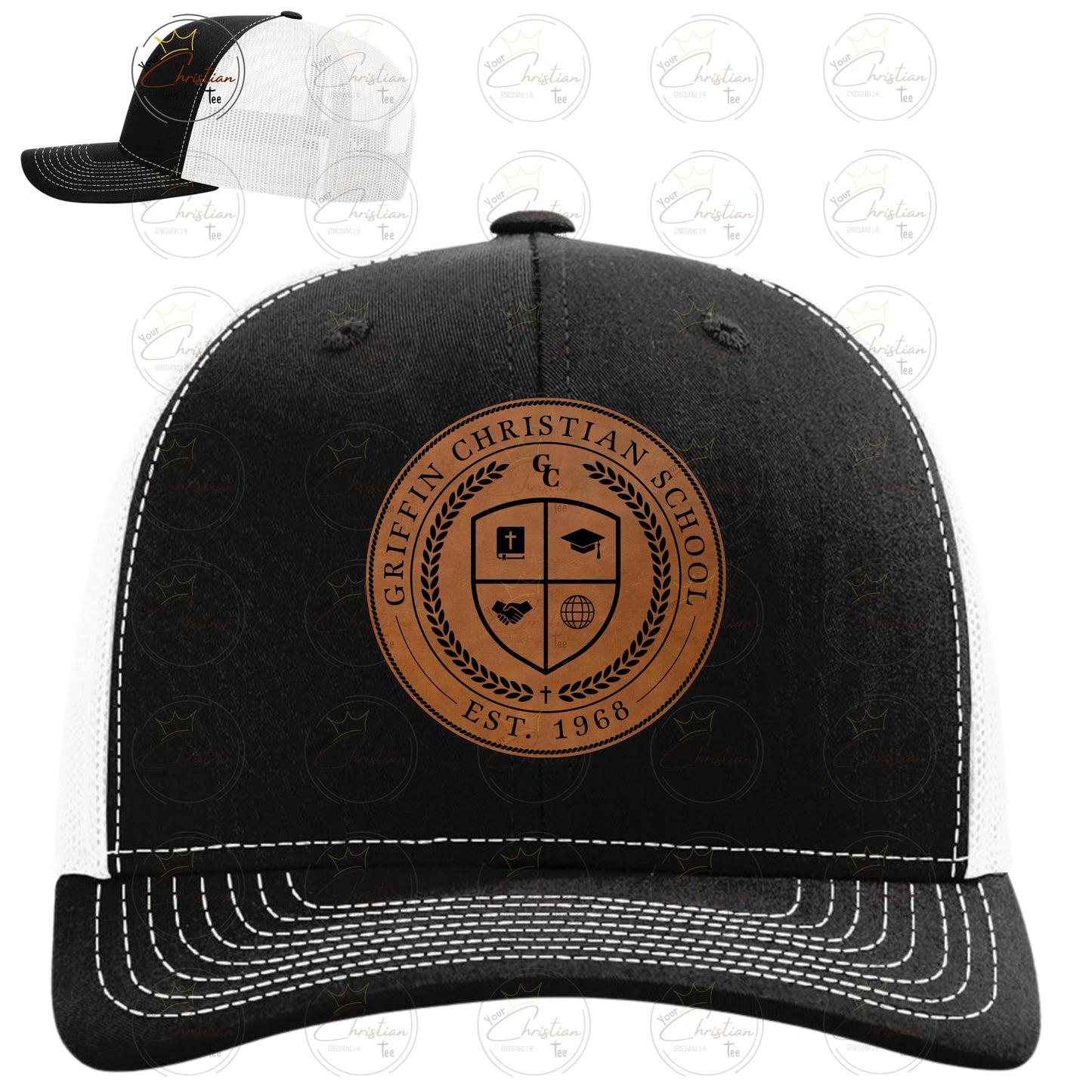 Griffin Christian Crest - Black/White Snapback Trucker Hat