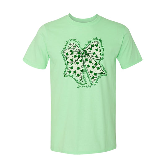 Not Lucky, Simply Blessed Bow Tee