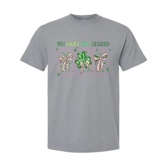 Not Lucky, Simply Blessed Shamrock/Bow Tee