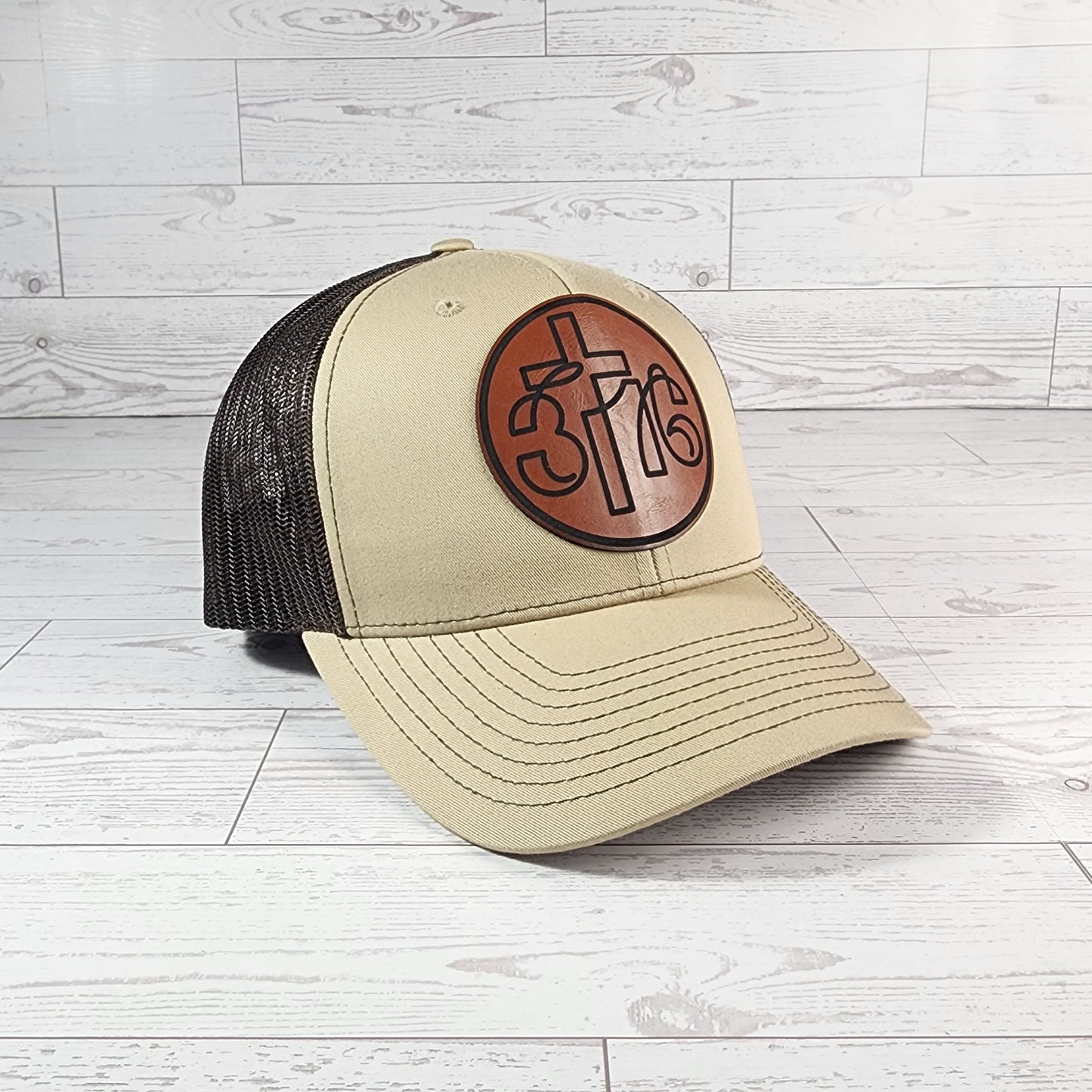 John 3:16 Leather Patch Trucker Hat